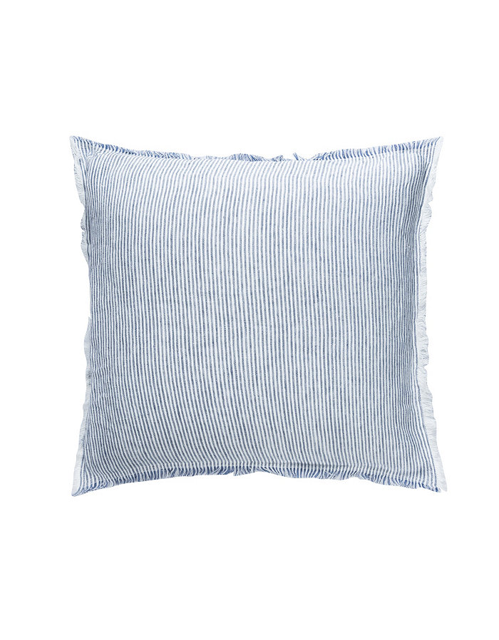 Anaya Home Chambray Blue and White Striped So Soft Linen Down Pillow