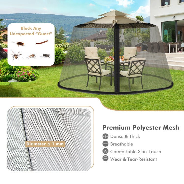 Premium 8-12FT Patio Umbrella Mosquito Mesh Netting With Fillable Base