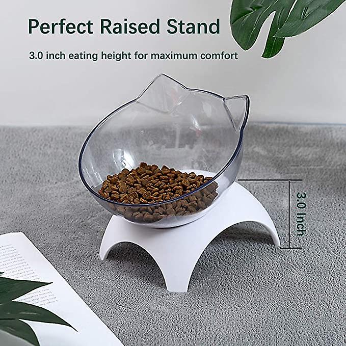 Cat Elevated Bowl With Raised Stand， 15 Degree Tilted Design Neck Guard Stand Raised Pet Food Water Feeder Bowl For Cats Or Small Dogs (single Black)