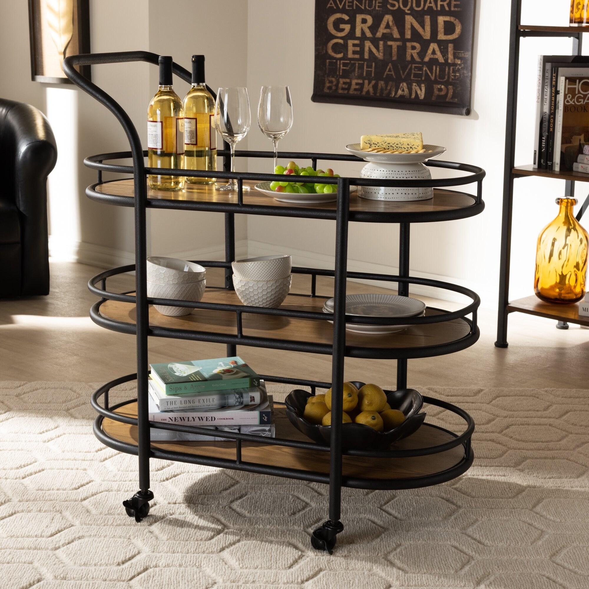 Wood and Metal Bar Cart by River Street Designs