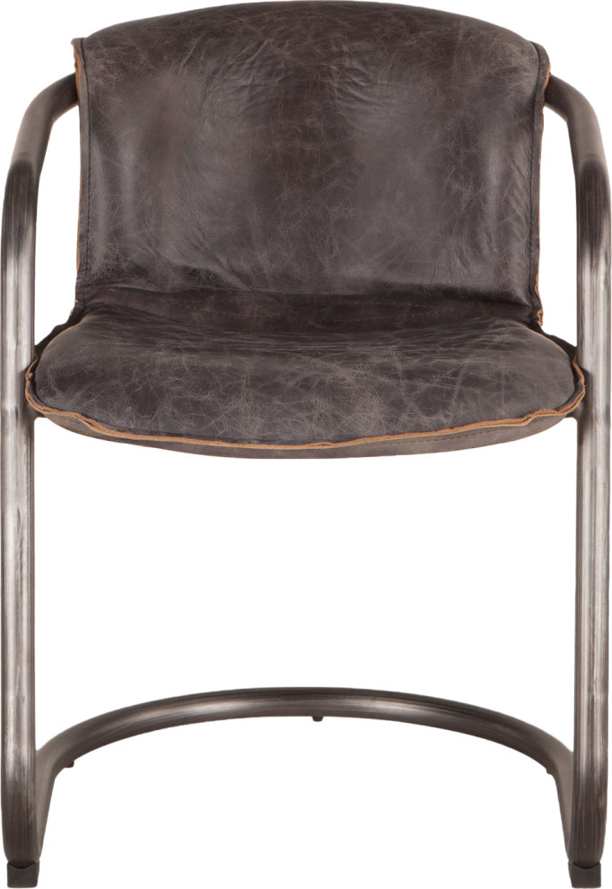 The Frisco Dining Chair  Leather  Set of 2   Industrial   Dining Chairs   by HedgeApple  Houzz