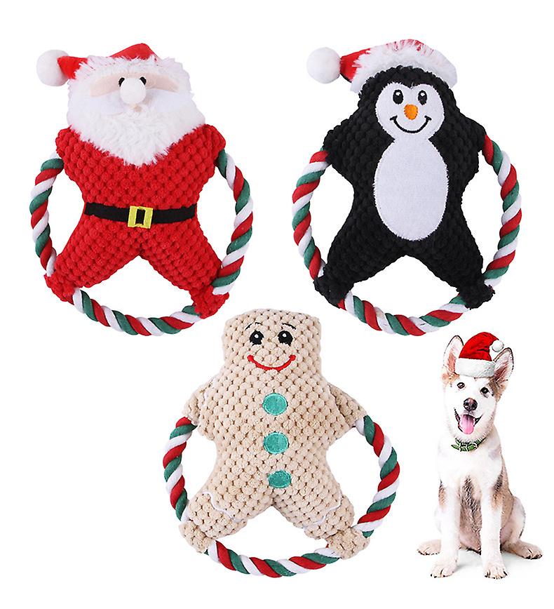 Miman Interactive Christmas Dog Toys Cotton Rope Toys Interactive Chewing Rope Toys