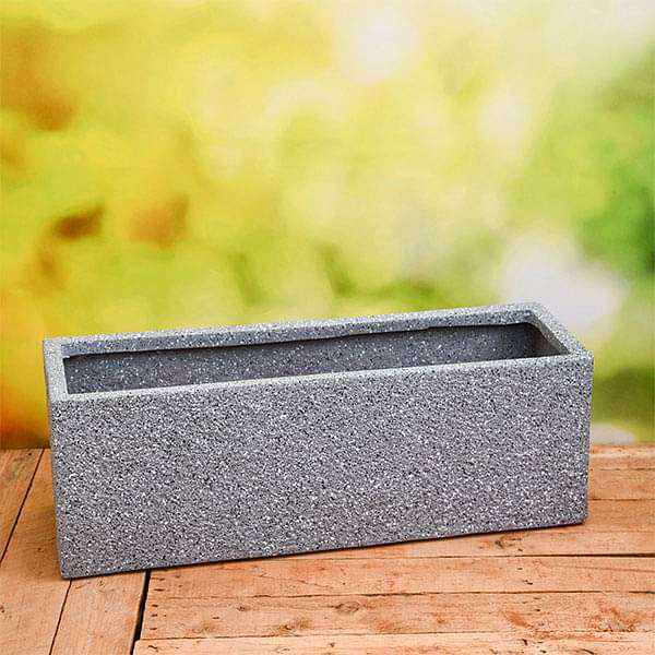 27 inch (69 cm) OTH-15 Stone Finish Rectangle Fiberglass Planter (Grey)