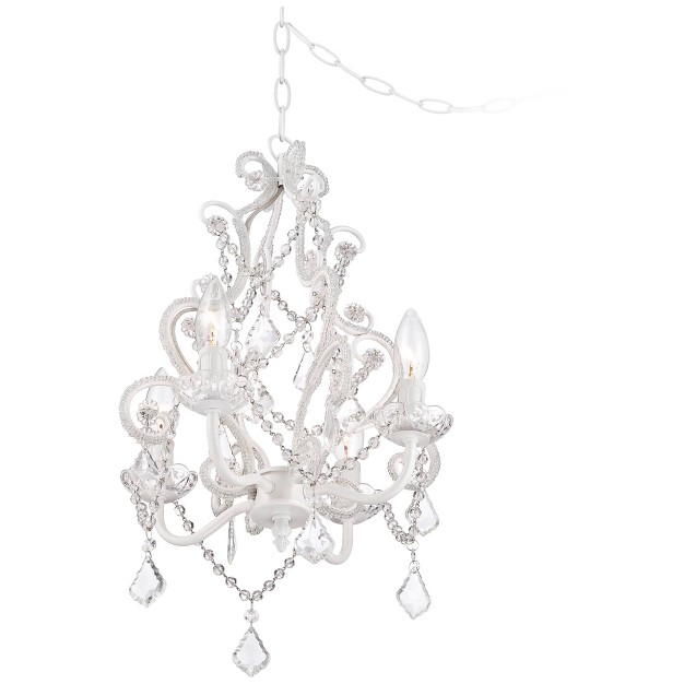 Wide French Crystal 4 light Fixture For Dining Room House Foyer Kitchen Island Entryway