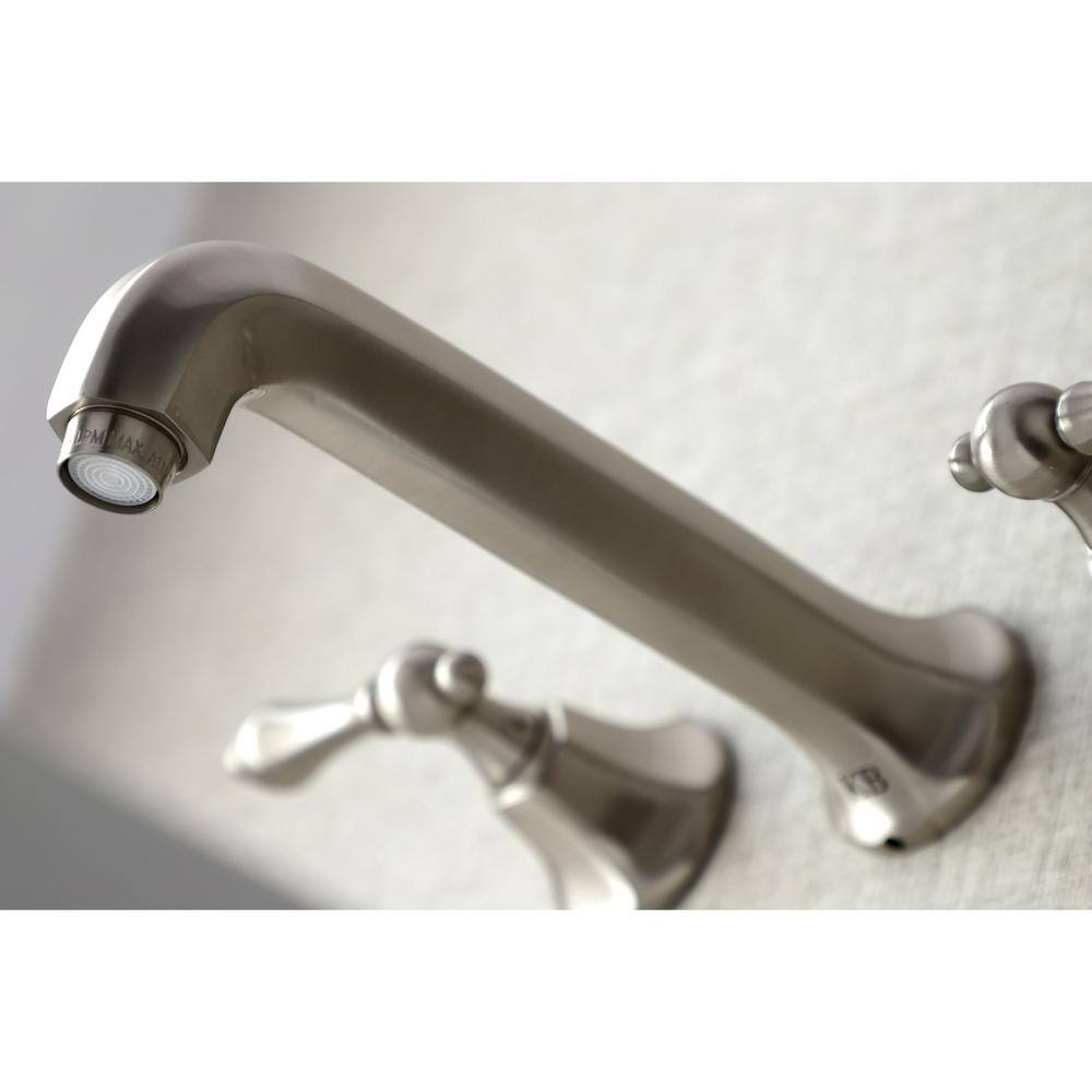 Kingston Brass Metropolitan 2-Handle Wall Mount Bathroom Faucet in Brushed Nickel HKS4128AL