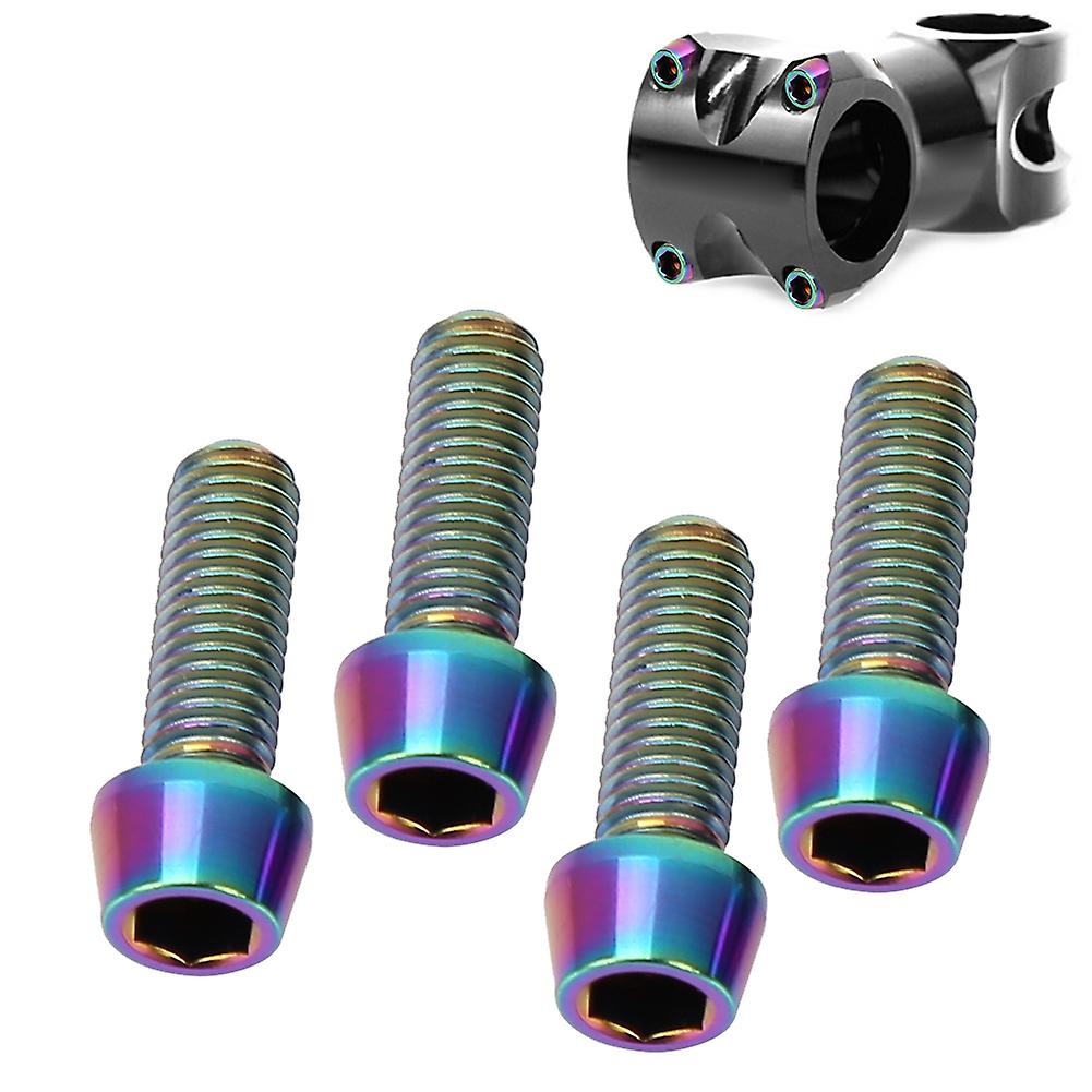 4pcs M5*15mm Bicycle Titanium Alloy Tapered Bolts Mountain Bike Stem Fixed Screws