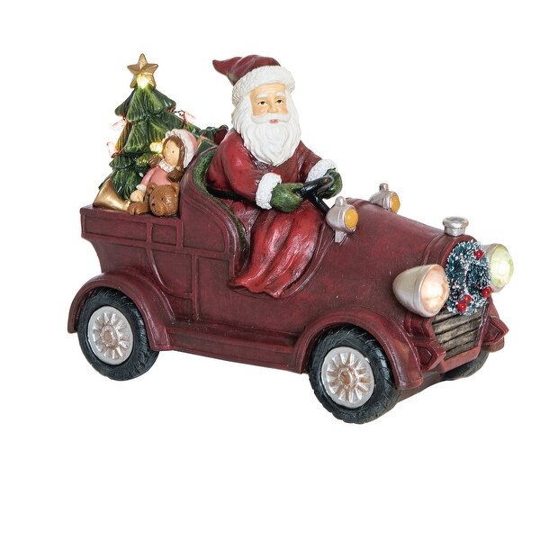 Transpac Resin 10.55 in. Multicolored Christmas Light Up Musical Santa Wagon