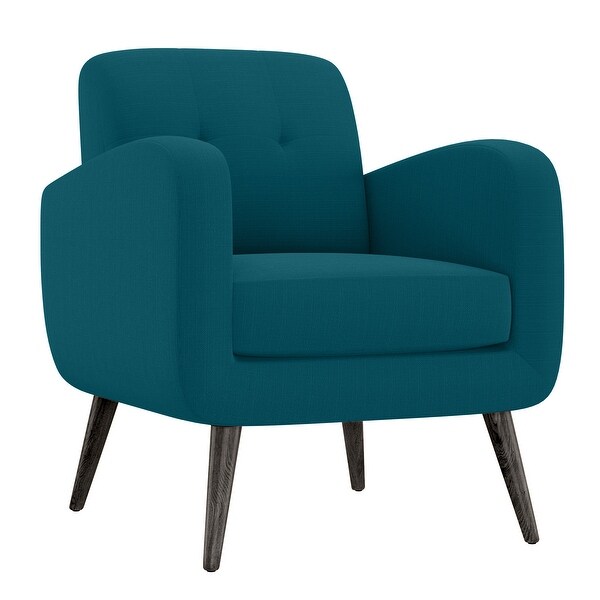 Keflavik Mid-century Peacock Blue Linen Arm Chair