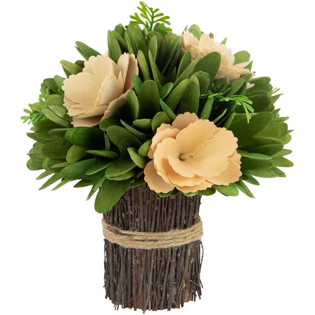 Tan Poppy Wooden Flowers Standing Bouquet Bundle