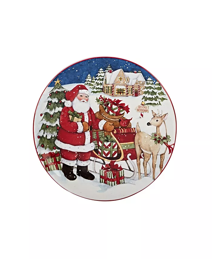 Certified International Santa's Workshop 4 Piece Dessert Plate set