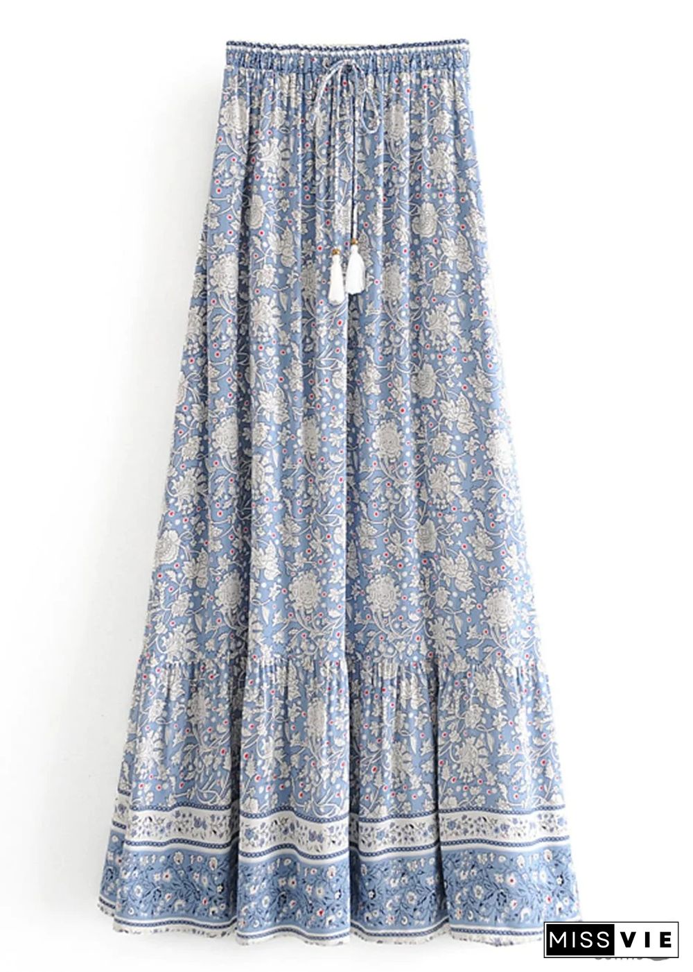 Boho Skirts in Flower Blue Sky For Women