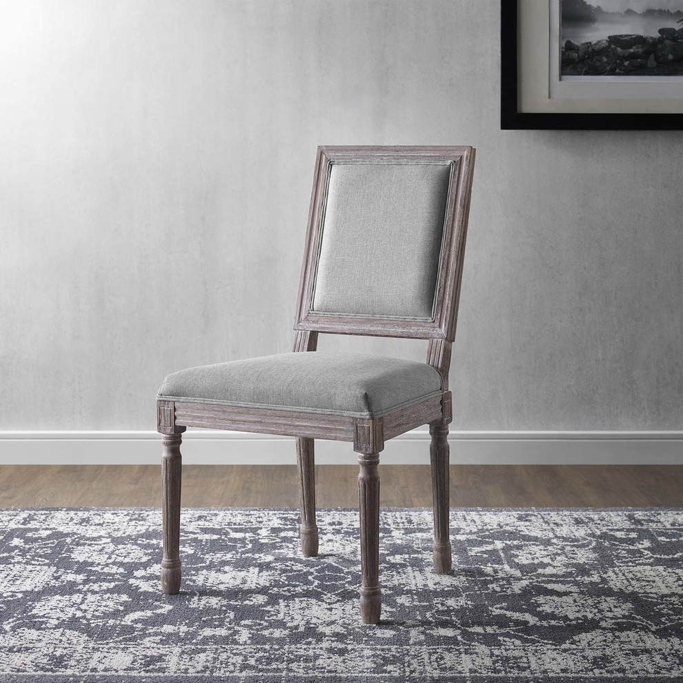 Court Vintage French Upholstered Fabric Dining Side Chair   French Country   Dining Chairs   by Simple Relax  Houzz