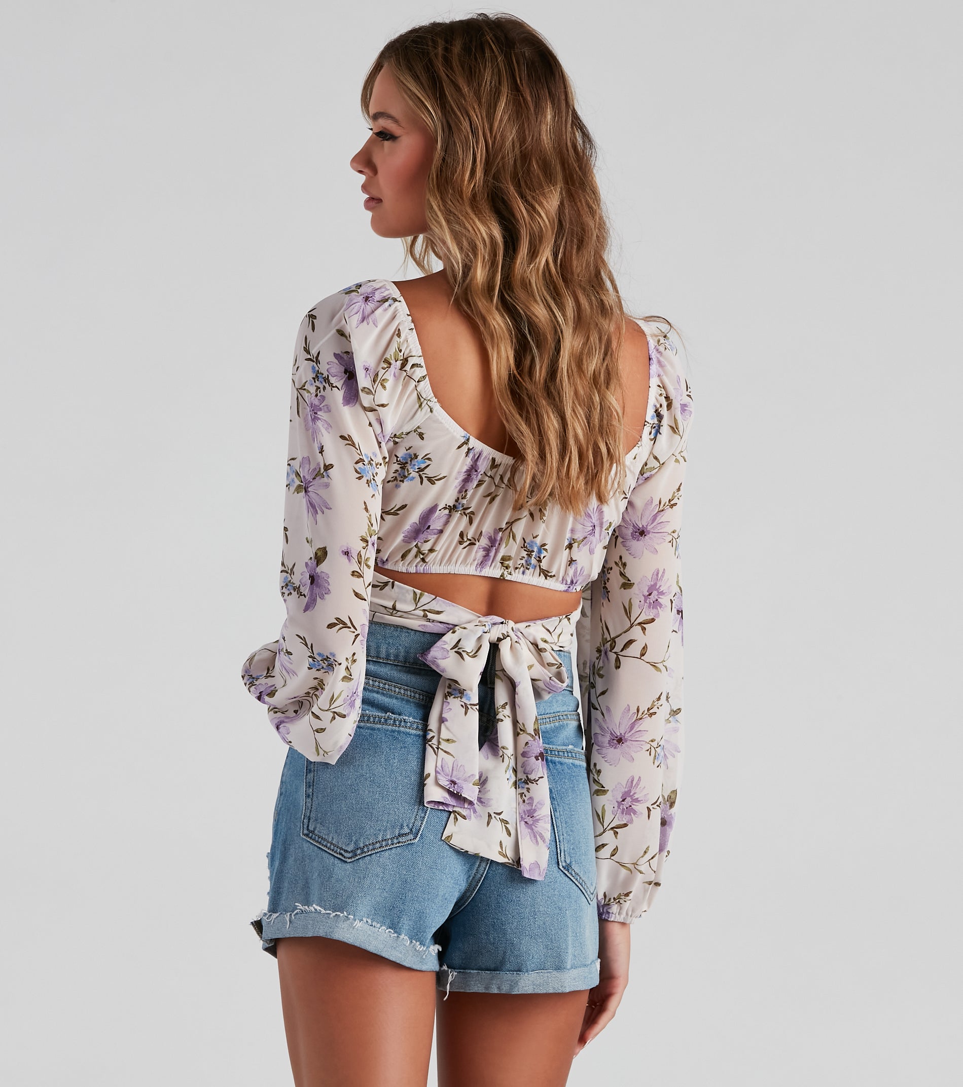 Floral Spree Chiffon Tie-Back Top