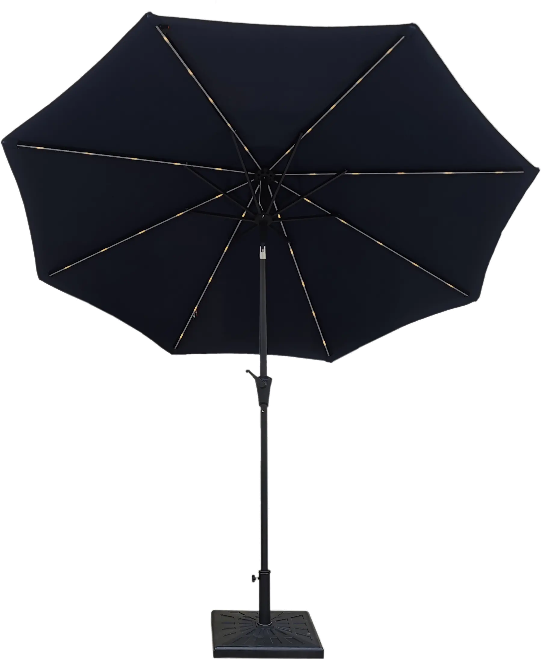 Navy Solar LED Lined 9ft Patio Umbrella