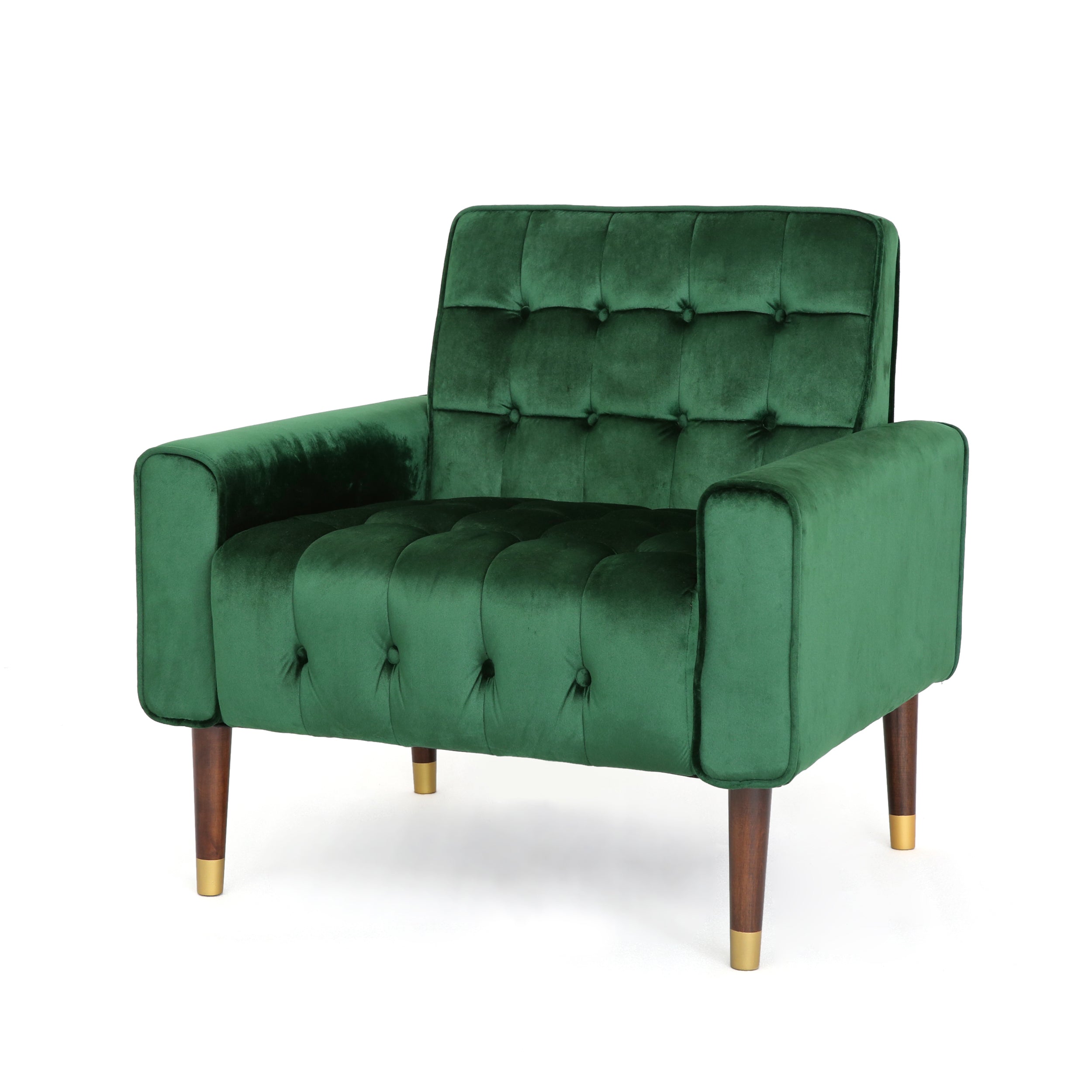 Betsy Velvet Armchair, Modern Glam, Button-Tufted, Waffle Stitching