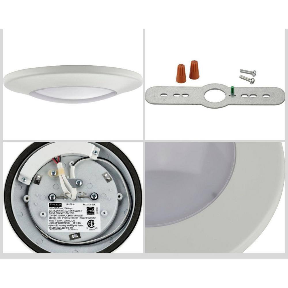 Progress Lighting 7-12 in. LED Slim Flush Mount 17-Watt White Integrated LED Surface Mount P8222-28-30K