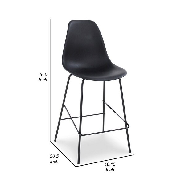 Mira 25 Inch Counter Height Stool， Set of 2， Bucket Seat， Black Metal Frame