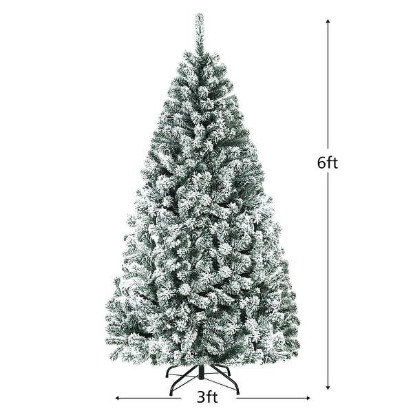 Gymax 6ft/7.5ft/9ft Snow Flocked Hinged Artificial Christmas Tree