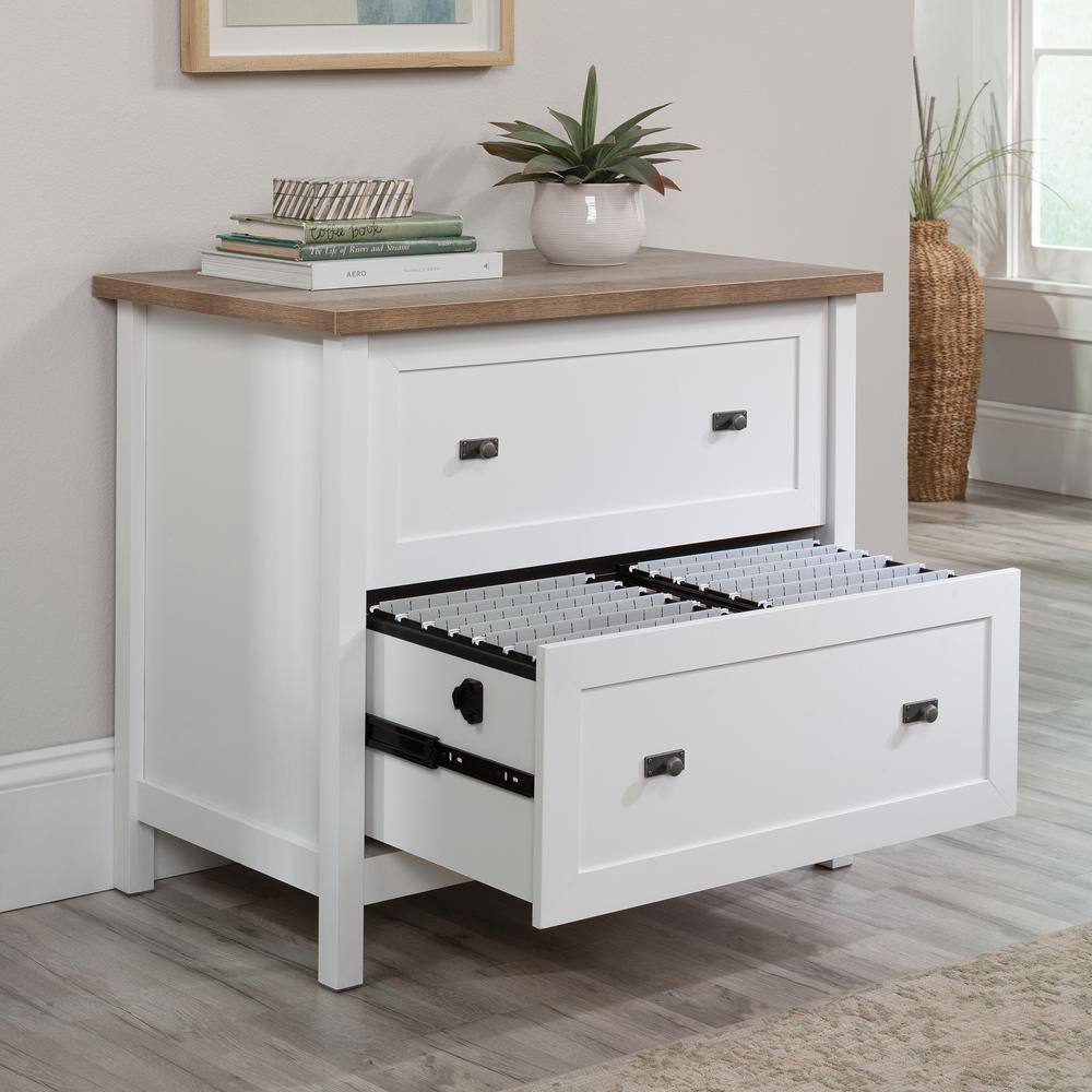 SAUDER Cottage Road 2-Drawer White 29 in. H x 33 in. W x 20 in. D Engineered Wood Lateral File Cabinet 430233