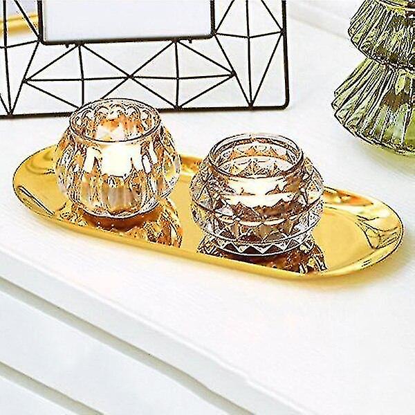 Stainless Steel Towel Tray Storage Tray Dish Plate Tea Tray Fruit Trays Cosmetics(gold)