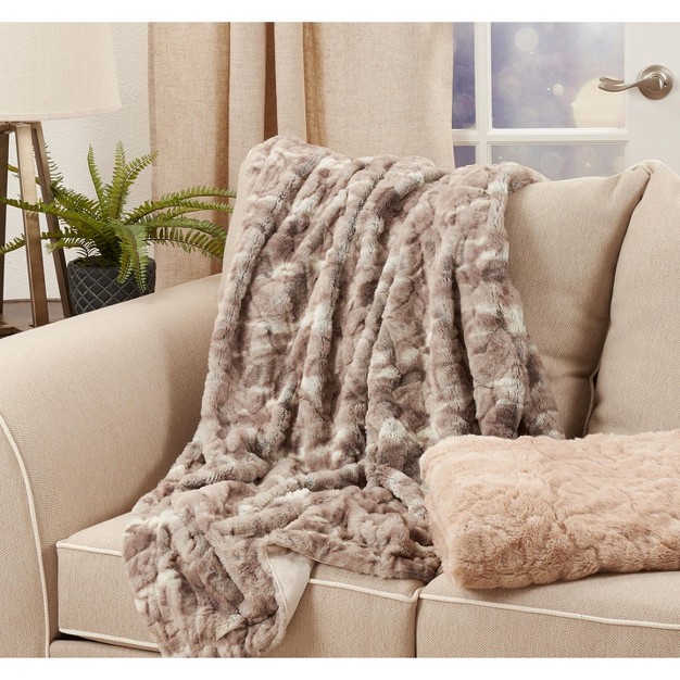 Saro Lifestyle Faux Mink Fur Throw Blanket