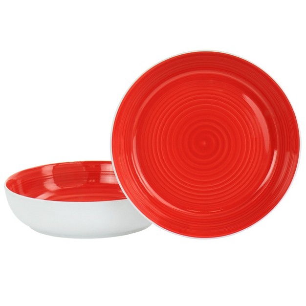 Gibson Home Crenshaw 8 5 Inch 2 Piece Stoneware Dinner Bowl Set In Red And White