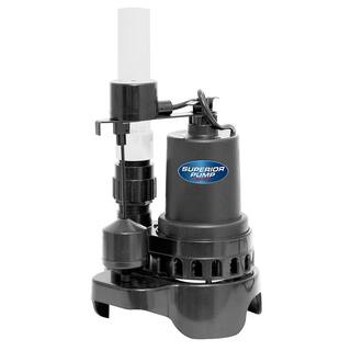 Superior Pump 13 HP Submersible Thermoplactic Sump Pump with Pump Base Check Valve and PVC Discharge Pipe 92372RTG-P