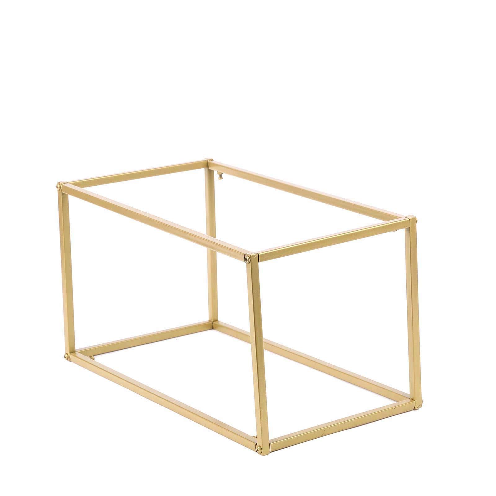 2 Pack Rectangular Gold Metal Wedding Flower Stand, Geometric Column Frame Centerpiece 16