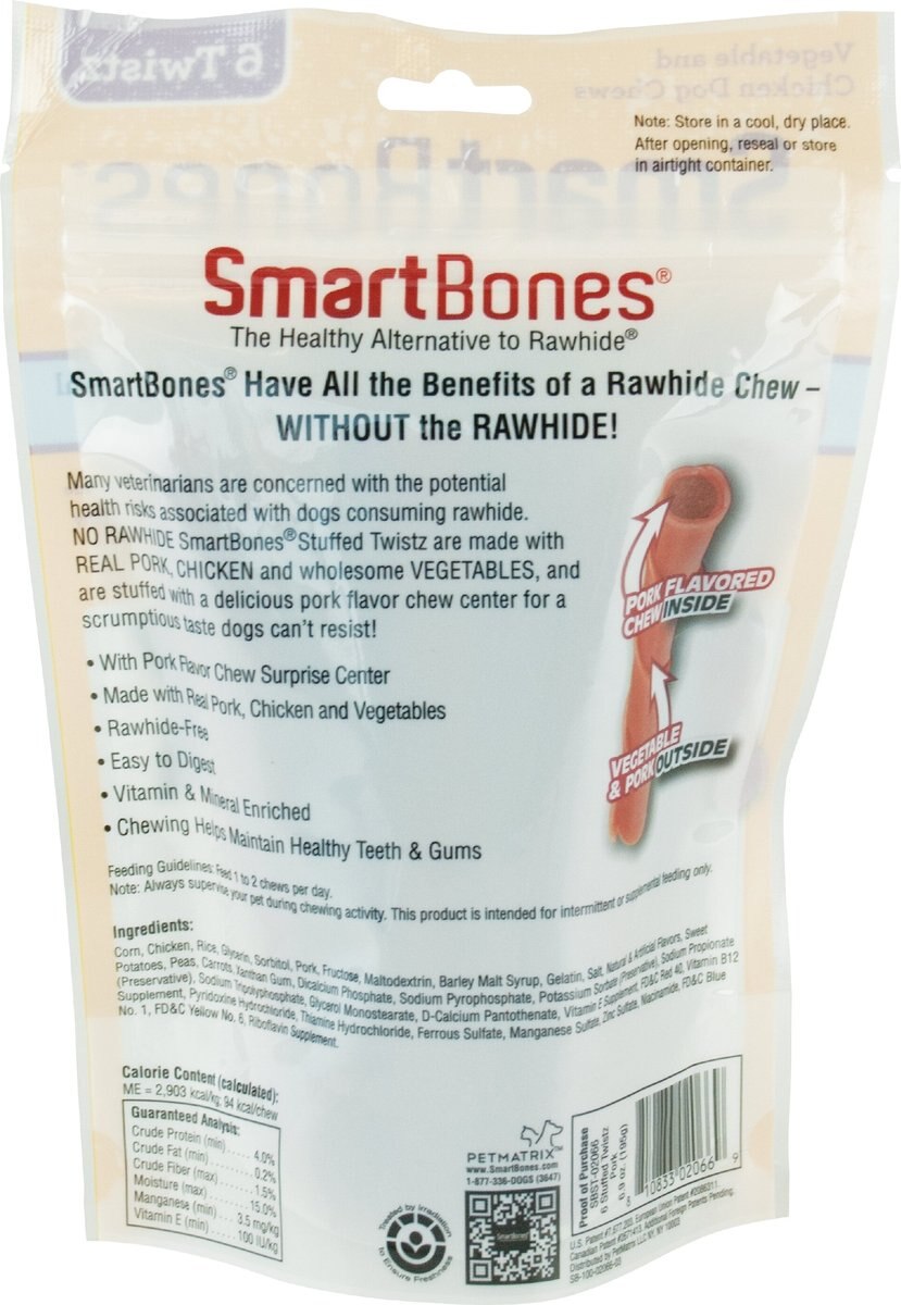 SmartBones Stuffed Twistz Pork Chews Dog Treats