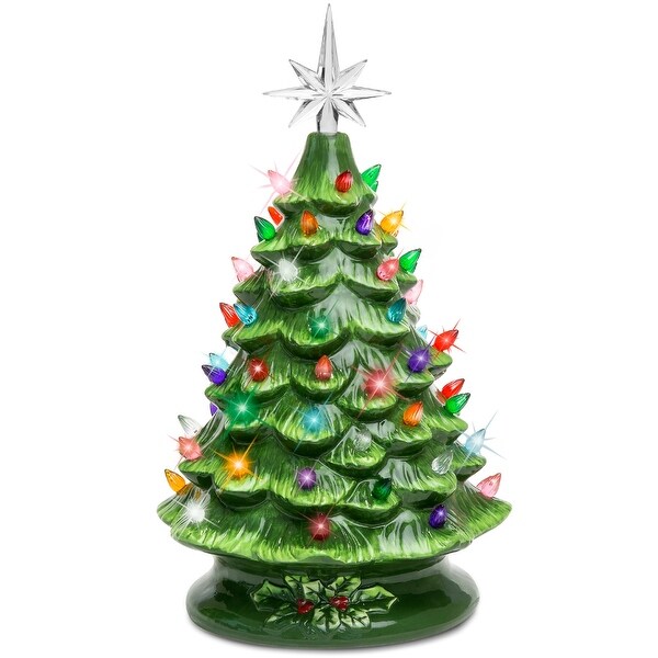 PreLit Ceramic Tabletop Christmas Tree with Lights