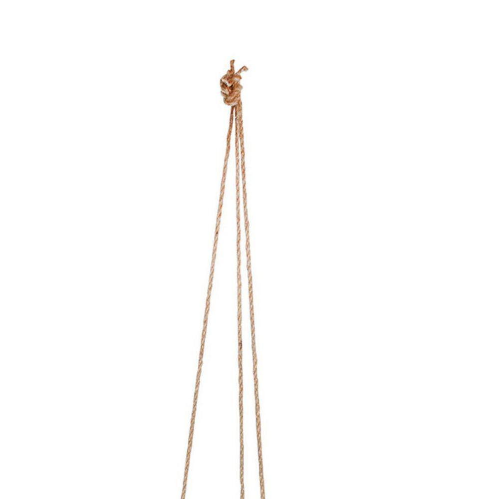 Benjara 7 in. L x 6.5 in. H Beige Hanging Planter with Ceramic Body and Abstract Details BM263811