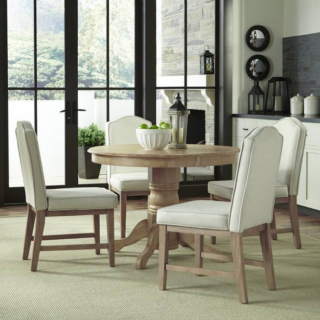 Round Dining Table With Upholstered Chairs White