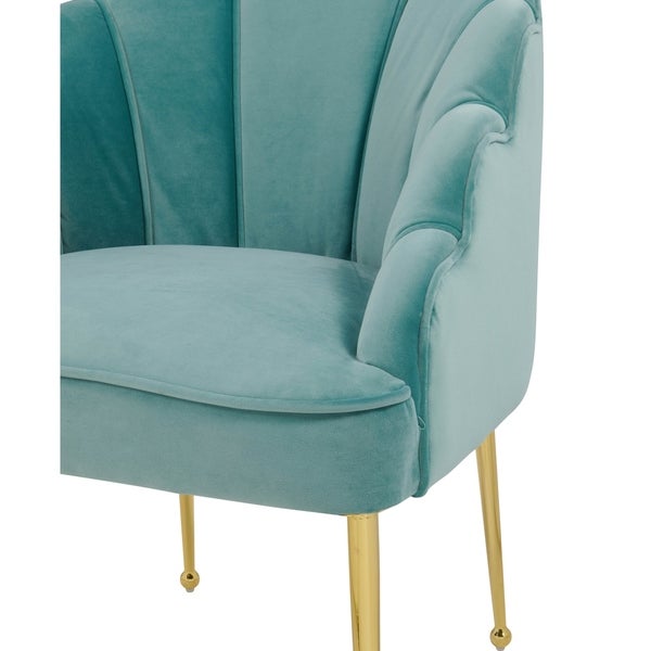 Silver Orchid Zelenka Sea Blue Velvet Chair