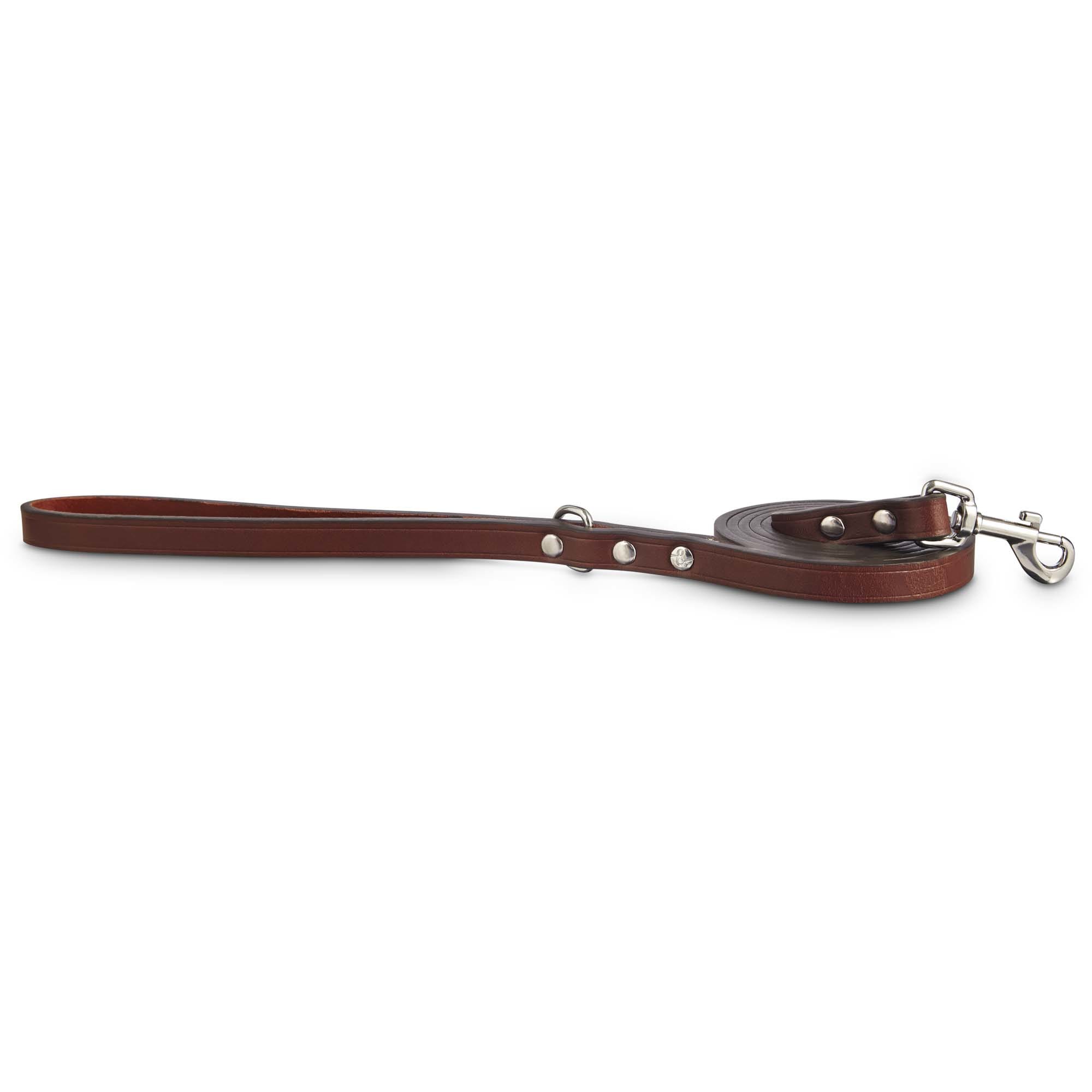 Bond  Co. Genuine Leather Lead for Small Dogs in Mahogany