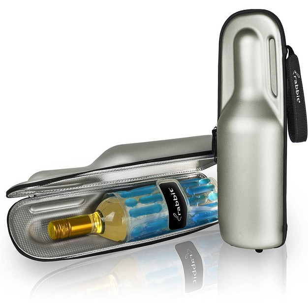 Rabbit Wine Trek Portable Bottle Cooler Silver amp Black