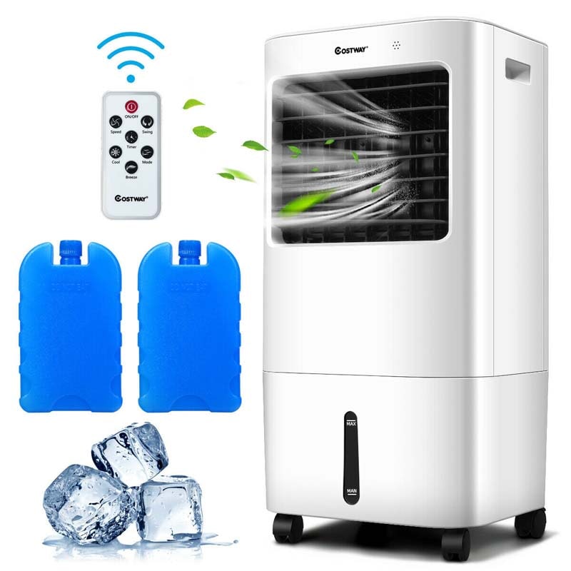 3-in-1 Portable Evaporative Cooler Fan Humidifier with Remote Control, 20L Tank, 4 Speeds, 7.5H Timer