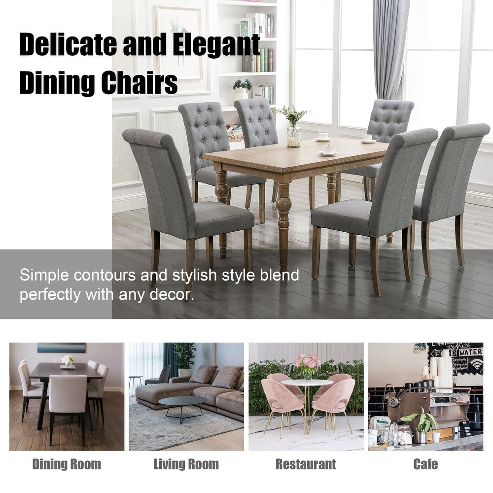 Elegant Solid Wood Tufted Dining Chair Dining Room Set(Set of 2)