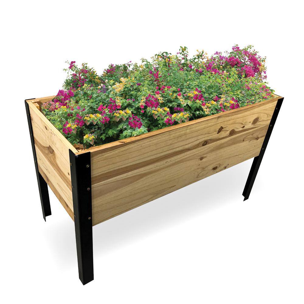 BACKYARD EXPRESSIONS PATIO · HOME · GARDEN Backyard Expressions 35 in. x 15 in.x 22 in. Large Wooden Raised Garden Bed wSteel Legs for Extra Support 911214