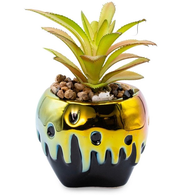 Silver Buffalo Disney Villains Poison Apple Mini Ceramic Planter With Artificial Succulent