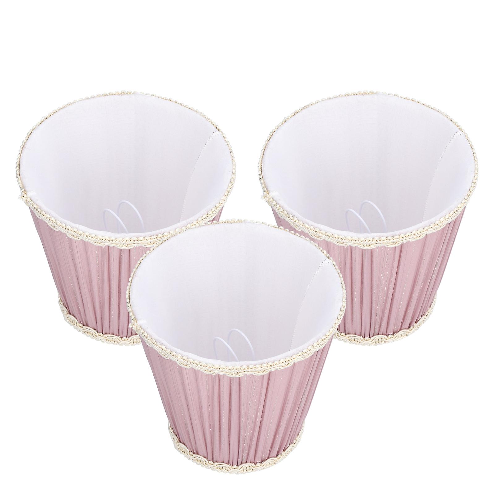 3pcs Cloth Lamp Shade E14 Clipon Lampshade For Candle Chandelier Wall Lamp Table Light Indoor Decor(light Purple )