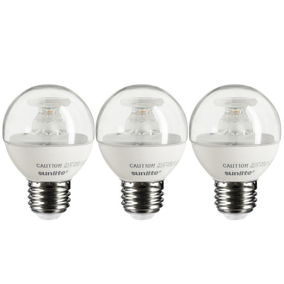 Sunlite G16/LED/7W/D/E26/CL/ES/27K/CD/3PK Dimmable...