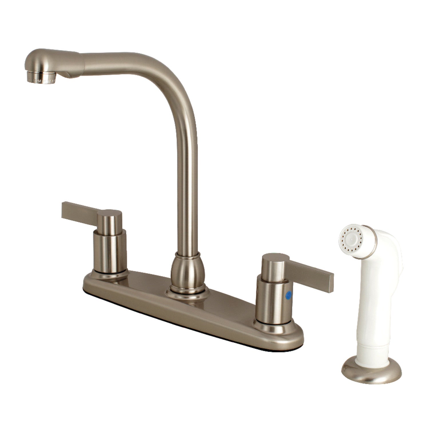 Kingston Brass FB2758NDL NuvoFusion 8-Inch Centerset Kitchen Faucet with Sprayer， Brushed Nickel