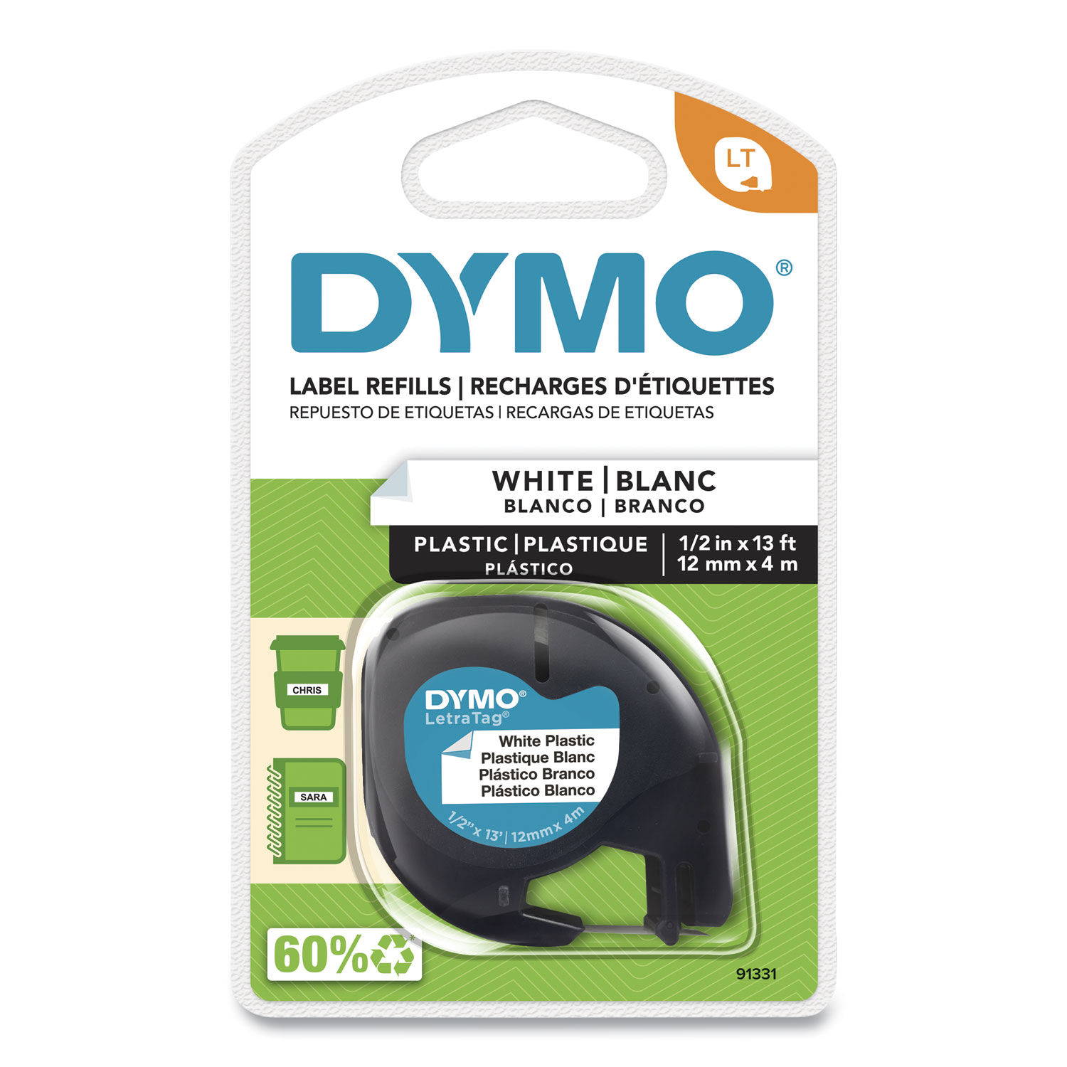 LetraTag Plastic Label Tape Cassette by DYMOandreg; DYM91331