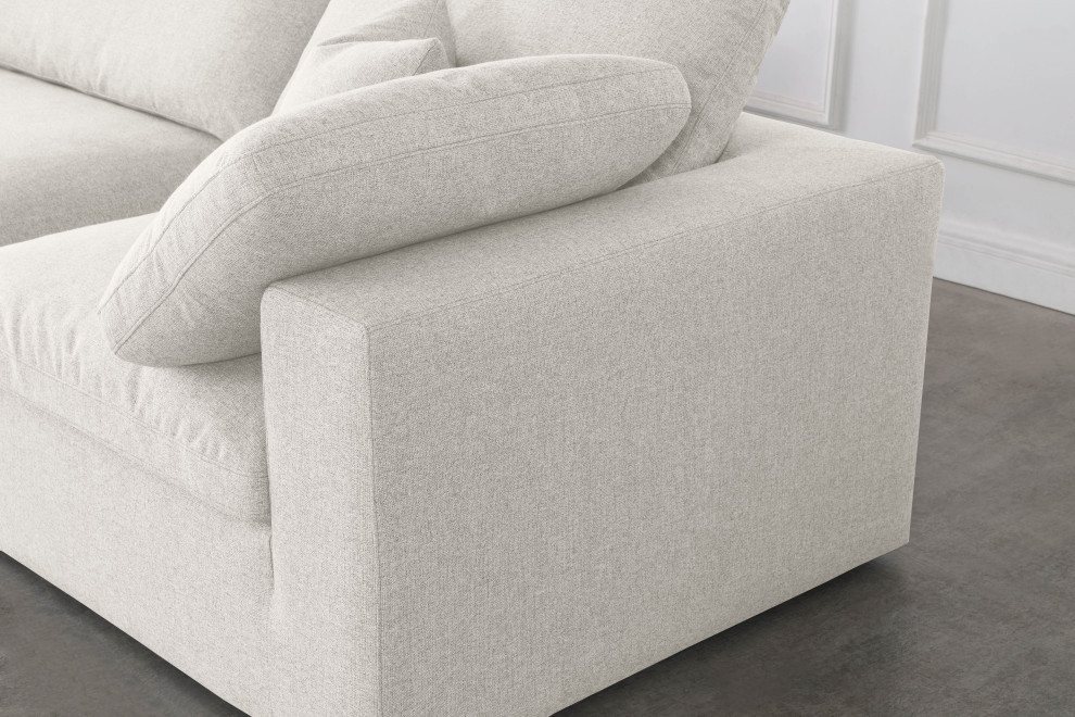 Serene Linen Textured Fabric Deluxe Comfort U Shaped Modular Sesctional   Transitional   Sectional Sofas   by Meridian Furniture  Houzz