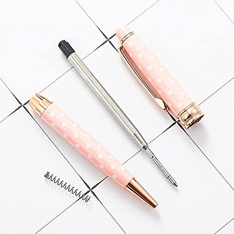 1 Pieces Creative Dot Women Ballpoint Pen Business Metal Office Rotate Pens School Stationery Office Supplies (color : E， Size : Black)