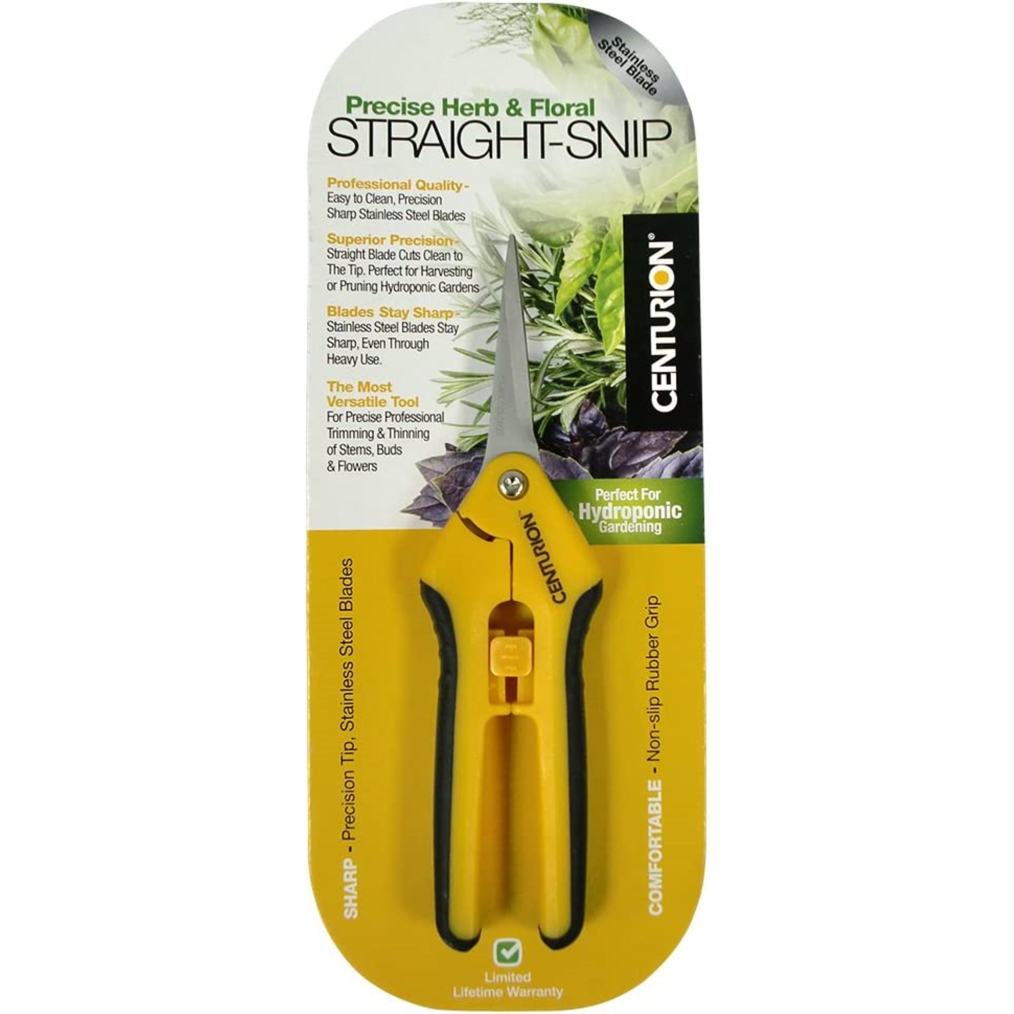 Centurion (#197) Precision Garden Flower/Plant Snip Pruner, Yellow, 6.5"