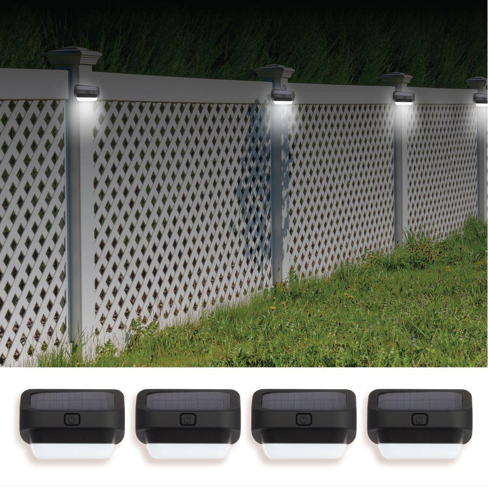 Bell + Howell Solar Powered Fence Lights 0.5-Watt Equivalent Integrated LED Black Outdoor Path Light Wall Pack Light (8-Pack) 9483