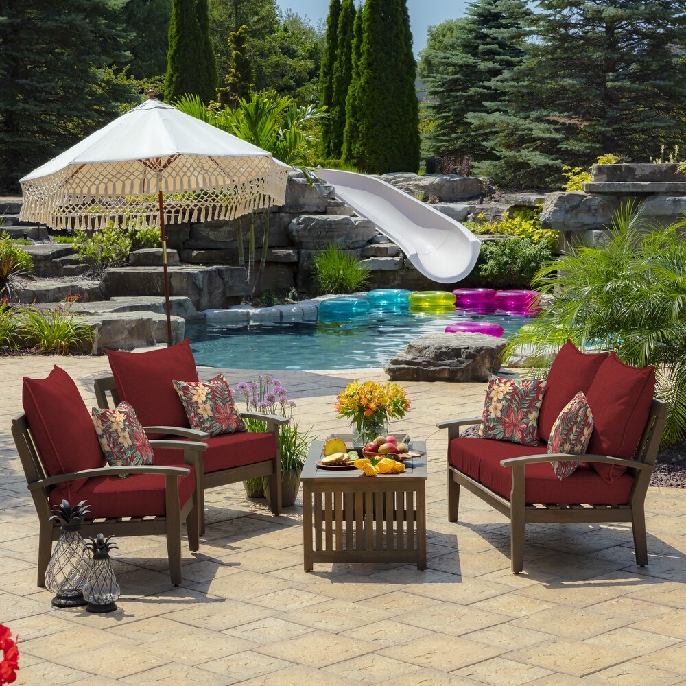 Arden Selections Leala Ruby Red Outdoor Deep Seat Cushion Set