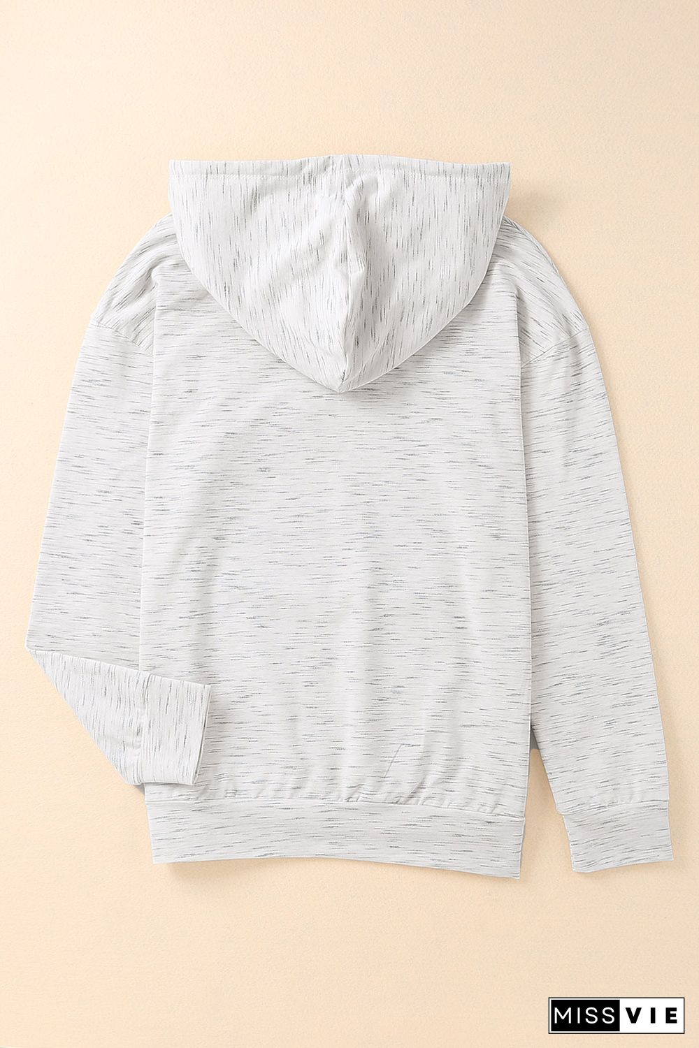 White Marbled Drawstring Cropped Hoodie