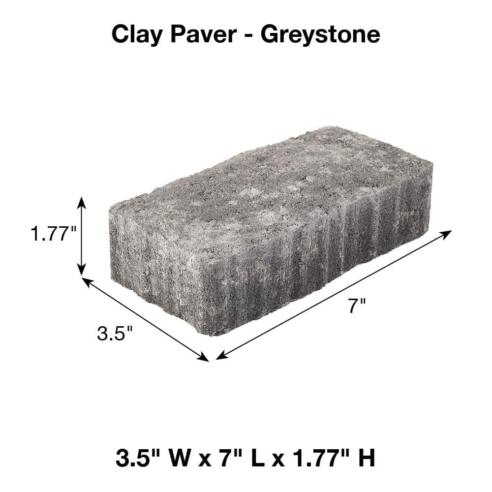 Pavestone Clayton 7 in. L x 3.5 in. W x 1.77 in. H Greystone Concrete Paver 11019534